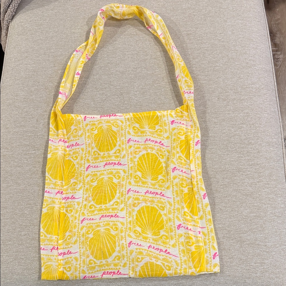 Free People Yellow and Pink reusable Tote Bag